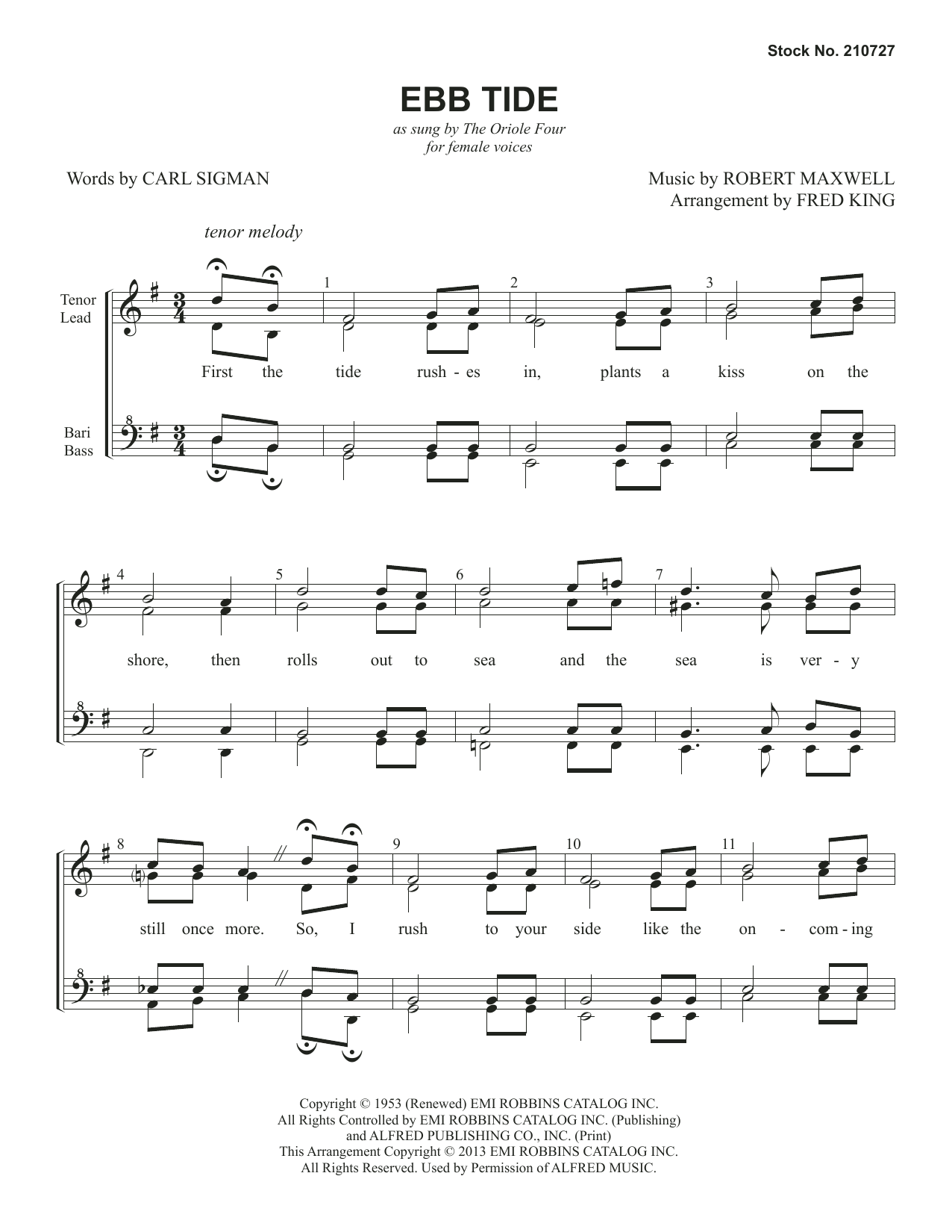 Produktgalerie: Seite 1 von 1 Ebb Tide (arr. Fred King), The Oriole Four, Chor