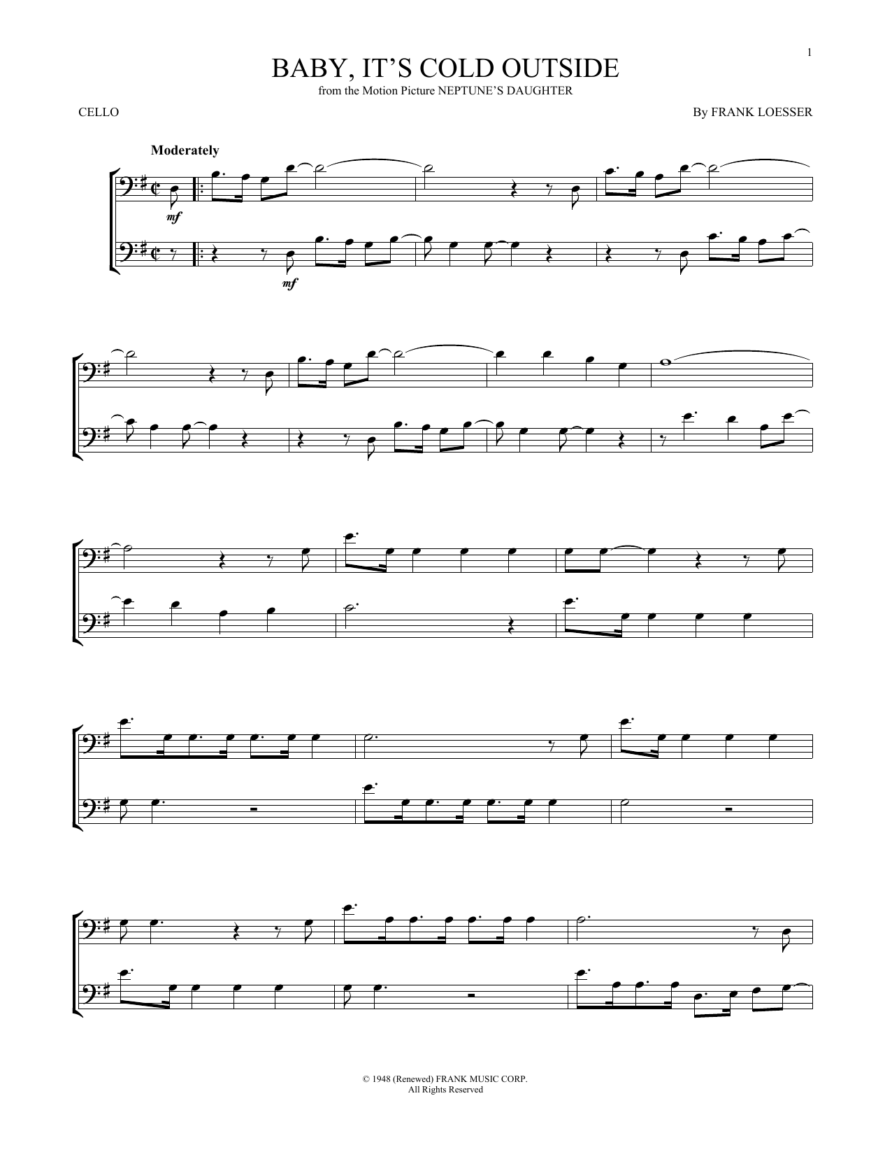 Produktgalerie: Seite 1 von 1 Baby, It's Cold Outside, Frank Loesser, Violoncello