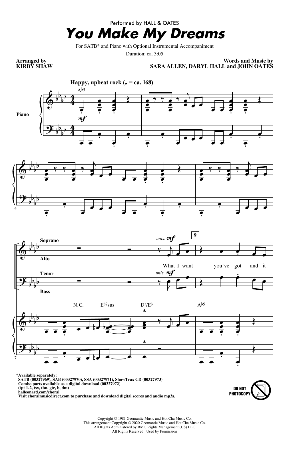 Produktbild zu: You Make My Dreams (arr. Kirby Shaw)