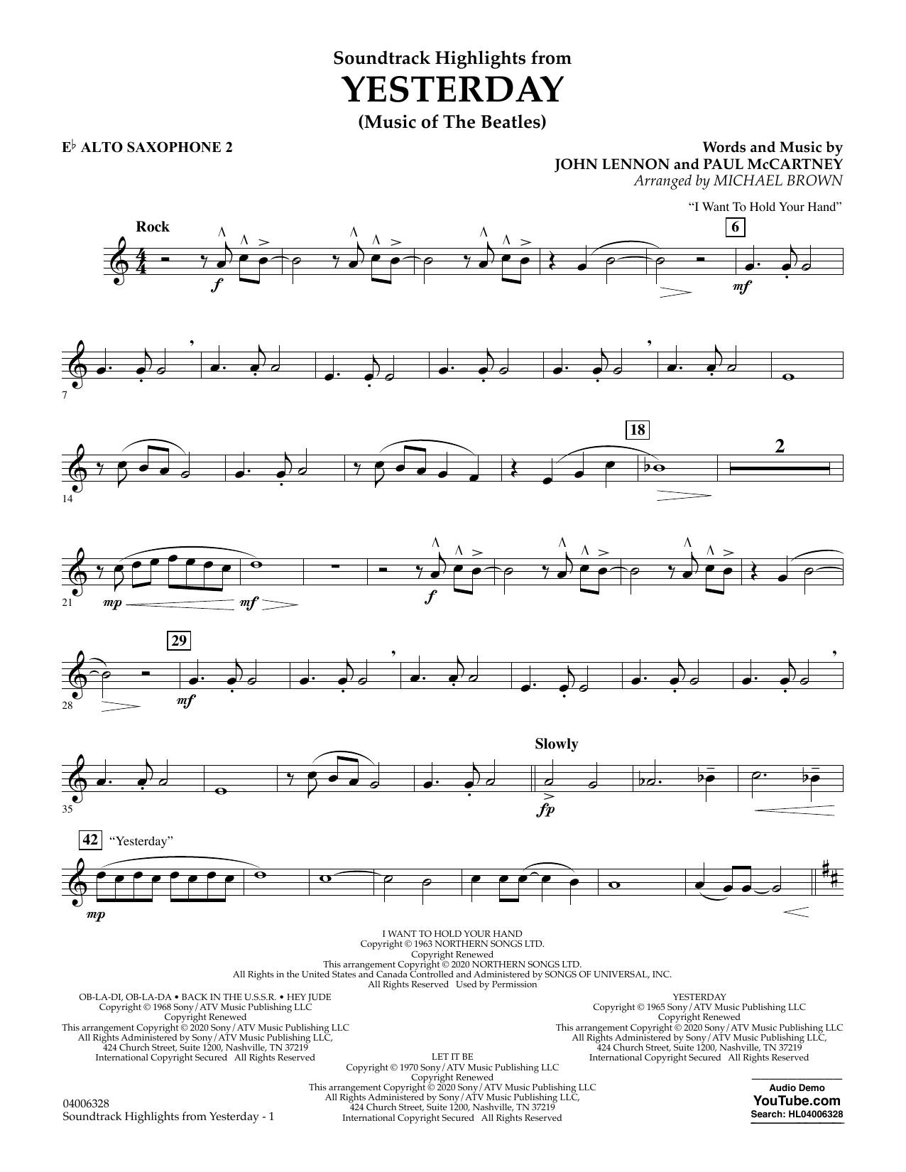 Produktgalerie: Seite 1 von 1 Highlights from Yesterday (Music Of The Beatles) (arr. Michael Brown) - Eb Alto Saxophone 2, The Beatles, Ensemble