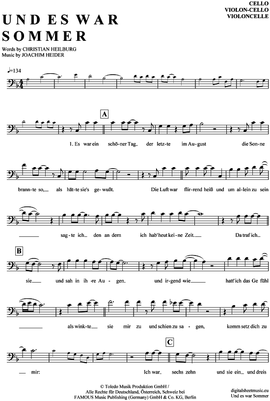 Produktgalerie: Seite 1 von 4 Und es war Sommer , Maffay, Peter, (Violon-Cello)