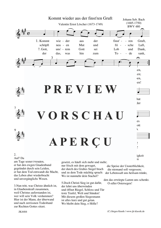 Produktbild zu: Kommt wieder aus der finst'ren Gruft  BWV 480Johann Sebastian Bach