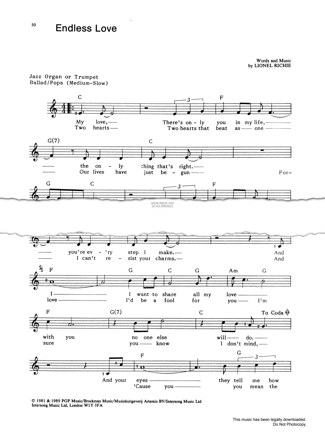 Product gallery: Page 1 of 1 Endless Love, Lionel Richie