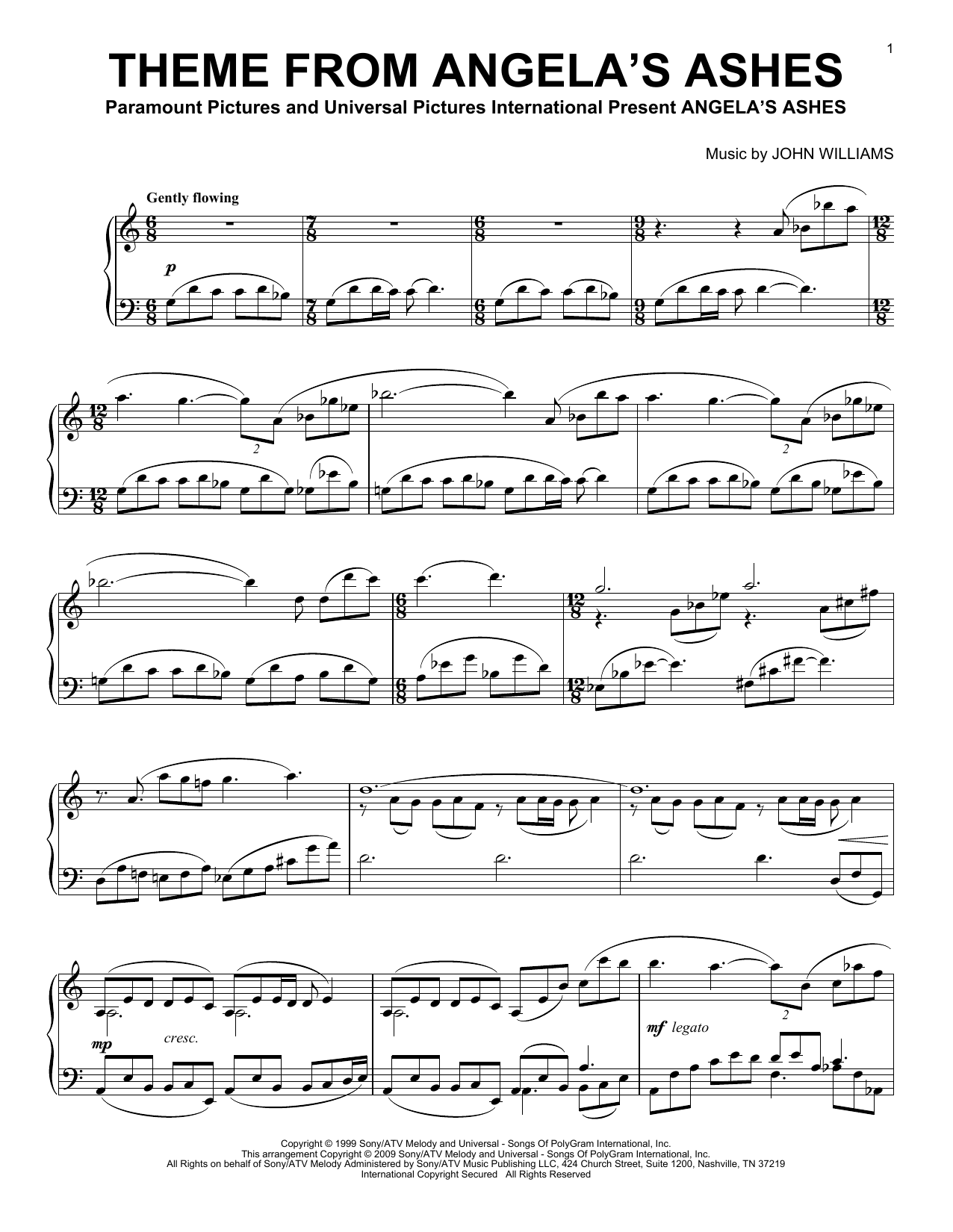 Product gallery: Page 1 of 1 Theme From Angela's Ashes, John Williams