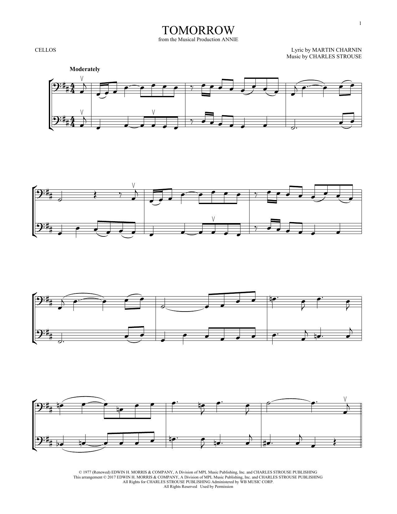 Produktgalerie: Seite 1 von 1 Tomorrow (from Annie), Charles Strouse, Violoncello