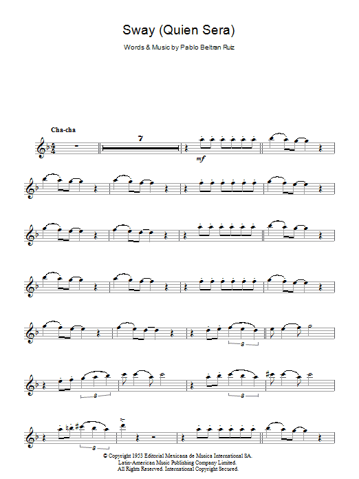 Produktgalerie: Seite 1 von 1 Sway (Quien Sera), Pablo Beltran Ruiz, Melodieinstrument