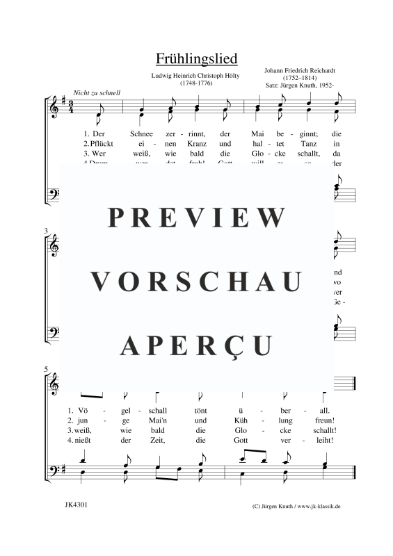 Produktbild zu: Frühlingslied - Der Schnee zerrinnt, der Mai beginntJohann Friedrich Reichardt