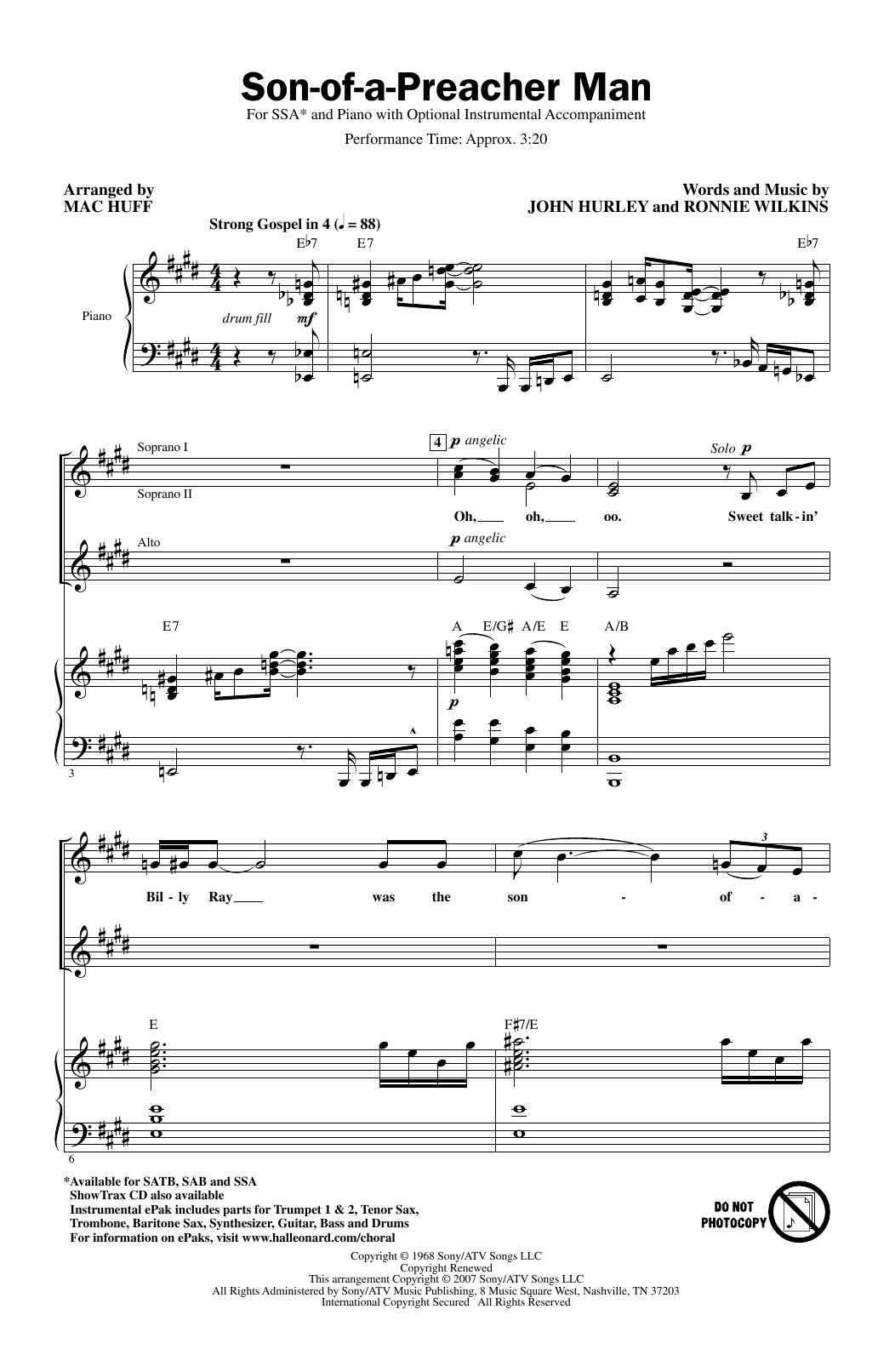 Produktgalerie: Seite 1 von 1 Son-Of-A-Preacher Man (arr. Mac Huff), Dusty Springfield, Chor