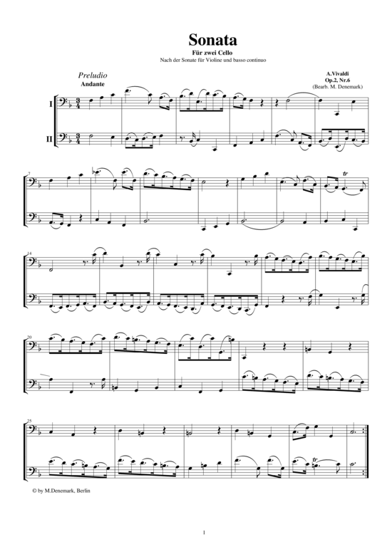 Sonate für zwei Celli op.2 Nr.6