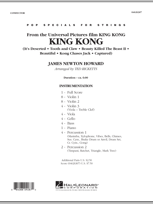 Produktbild zu: King Kong - Full Score
