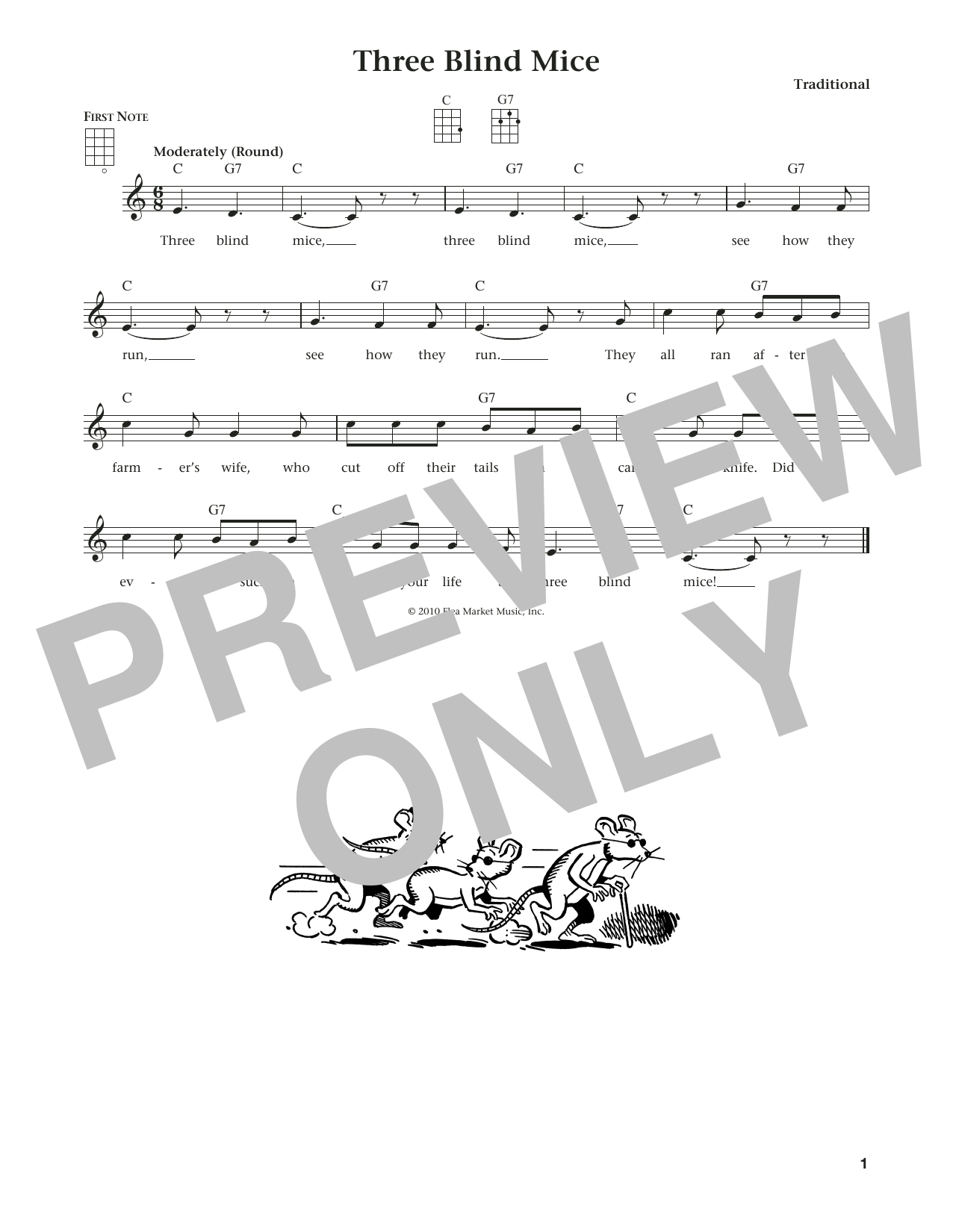 Product gallery: Page 1 of 1 Three Blind Mice (from The Daily Ukulele) (arr. Liz and Jim Beloff), Traditional