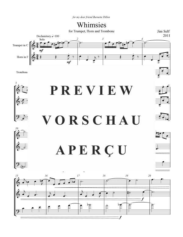 Produktgalerie: Seite 4 von 11 Whimsies, , (Blechbläser Trio Trompete in C, Horn in F + Posaune)