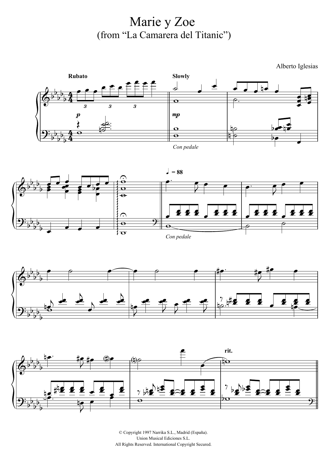 Produktbild zu: Marie y Zoe (from "La Camarera del Titanic")