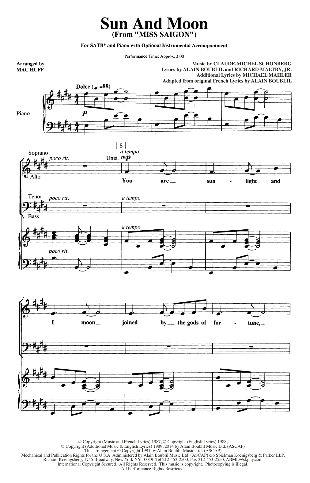 Produktgalerie: Seite 1 von 1 Sun And Moon (from Miss Saigon) (arr. Mac Huff), Claude-Michel Schönberg, Chor