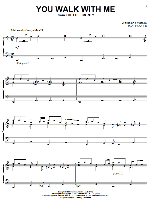 Product gallery: Page 1 of 1 You Walk With Me (from The Full Monty), David Yazbek