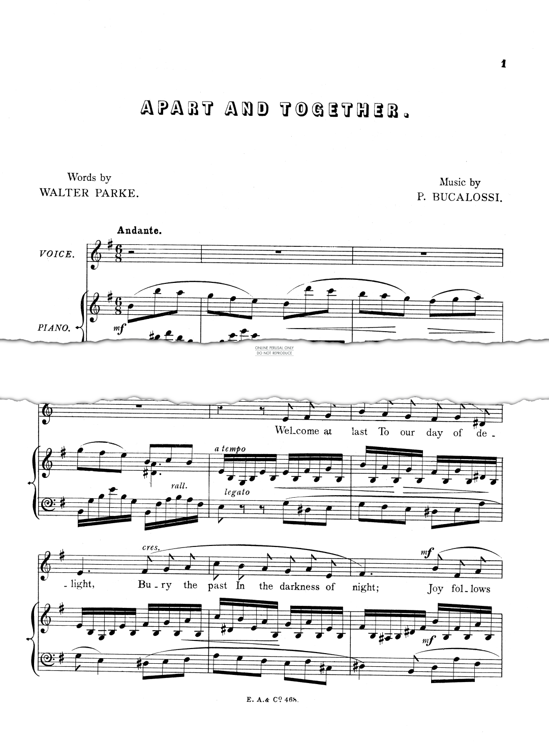 Produktgalerie: Seite 1 von 1 Apart And Together, P. Bucalossi, Gesang, Klavier