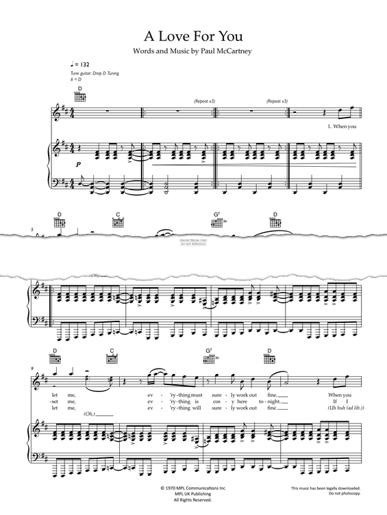 Produktgalerie: Seite 1 von 1 A Love For You, Paul McCartney, Gesang, Gitarre, Klavier