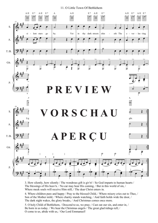 Produktgalerie: Seite 3 von 3 O Little Town Of Bethlehem , , (Gemischter Chor, Gitarre + Klavier)