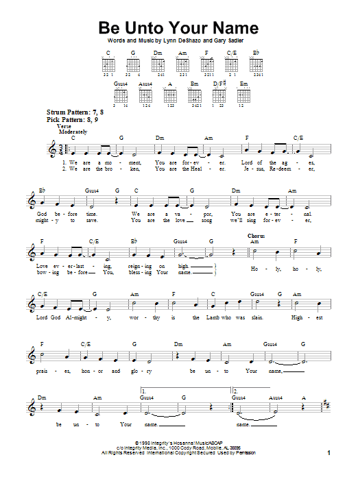 Product gallery: Page 1 of 1 Be Unto Your Name, Robin Mark