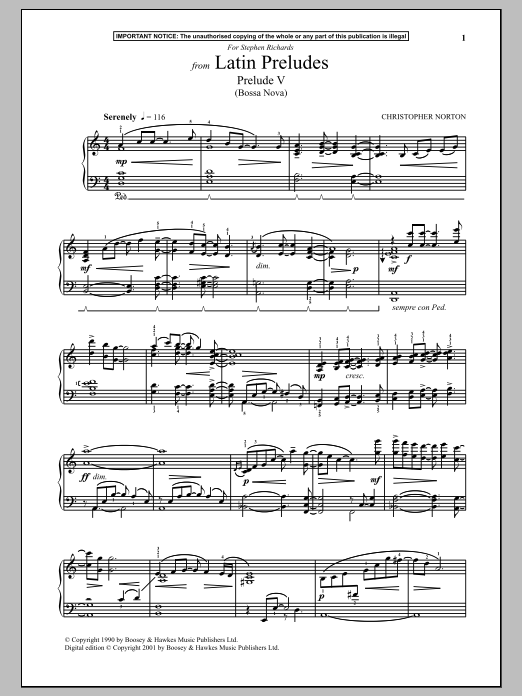 Product gallery: Page 1 of 1 Latin Preludes, Prelude V (Bossa Nova), Christopher Norton