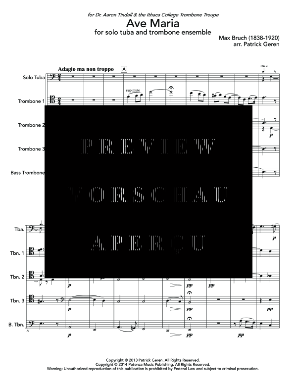 Produktgalerie: Seite 5 von 11 Ave Maria, , (Tuba Solo + Posaunen Ensemble)