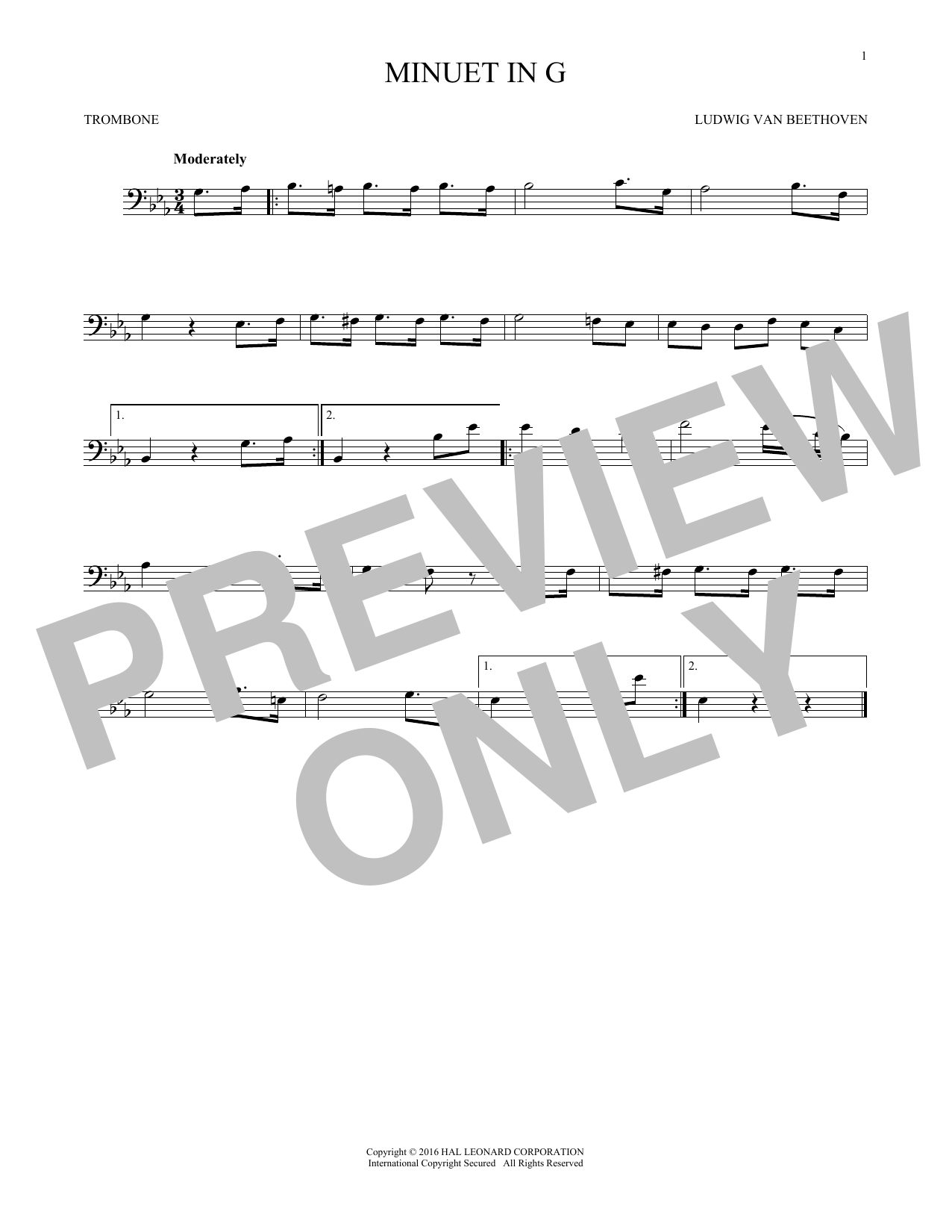 Produktgalerie: Seite 1 von 1 Minuet In G, Johann Sebastian Bach, Posaune