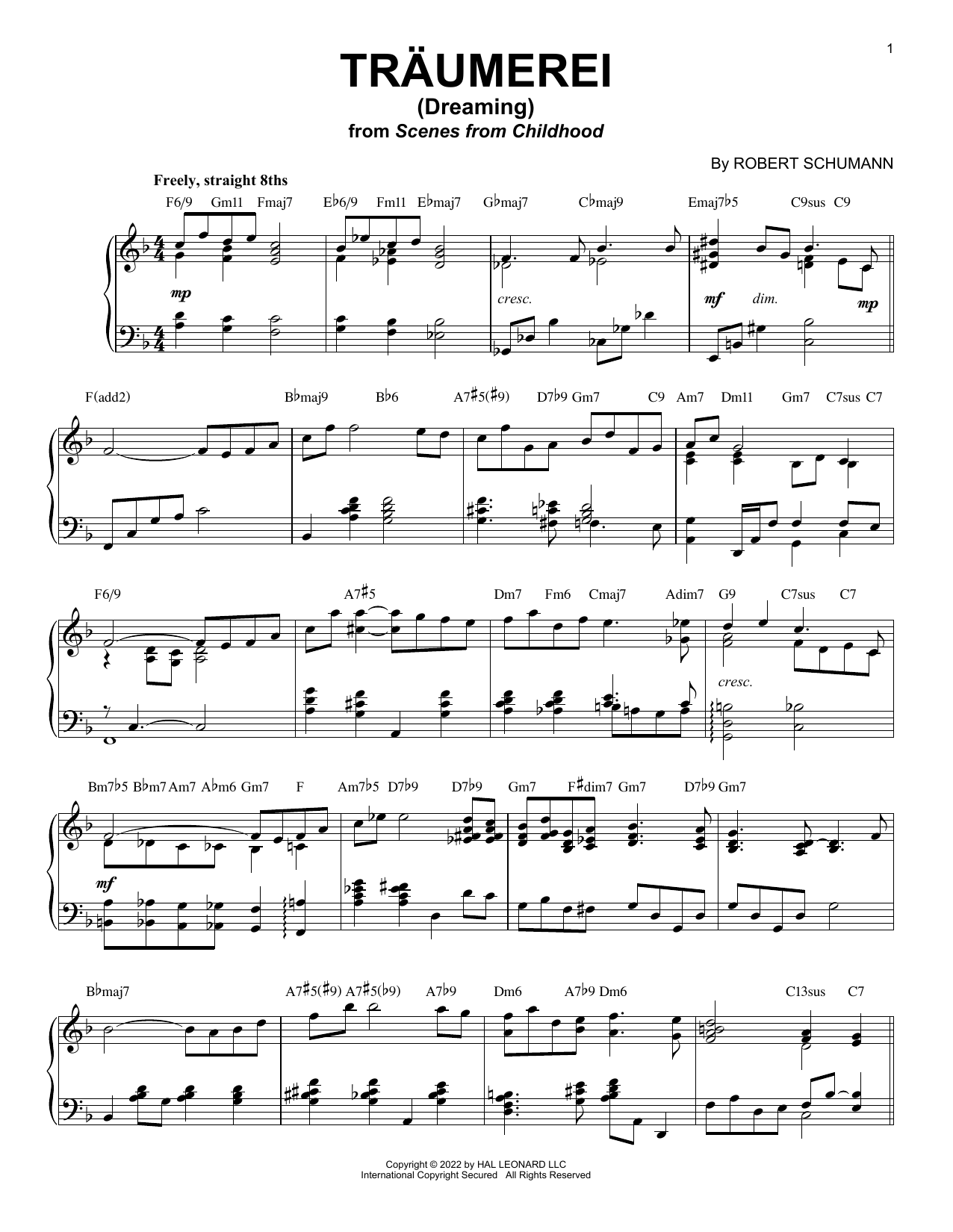 Product picture to: Traumerei (Dreaming), Op. 15, No. 7 [Jazz version] (arr. Brent Edstrom)