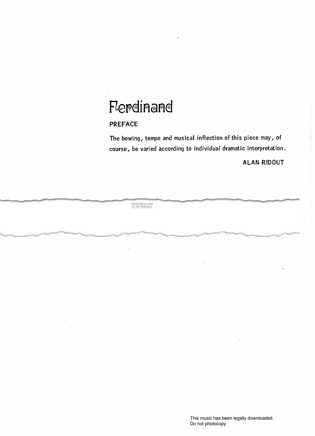 Product gallery: Page 1 of 1 Ferdinand, Alan Ridout