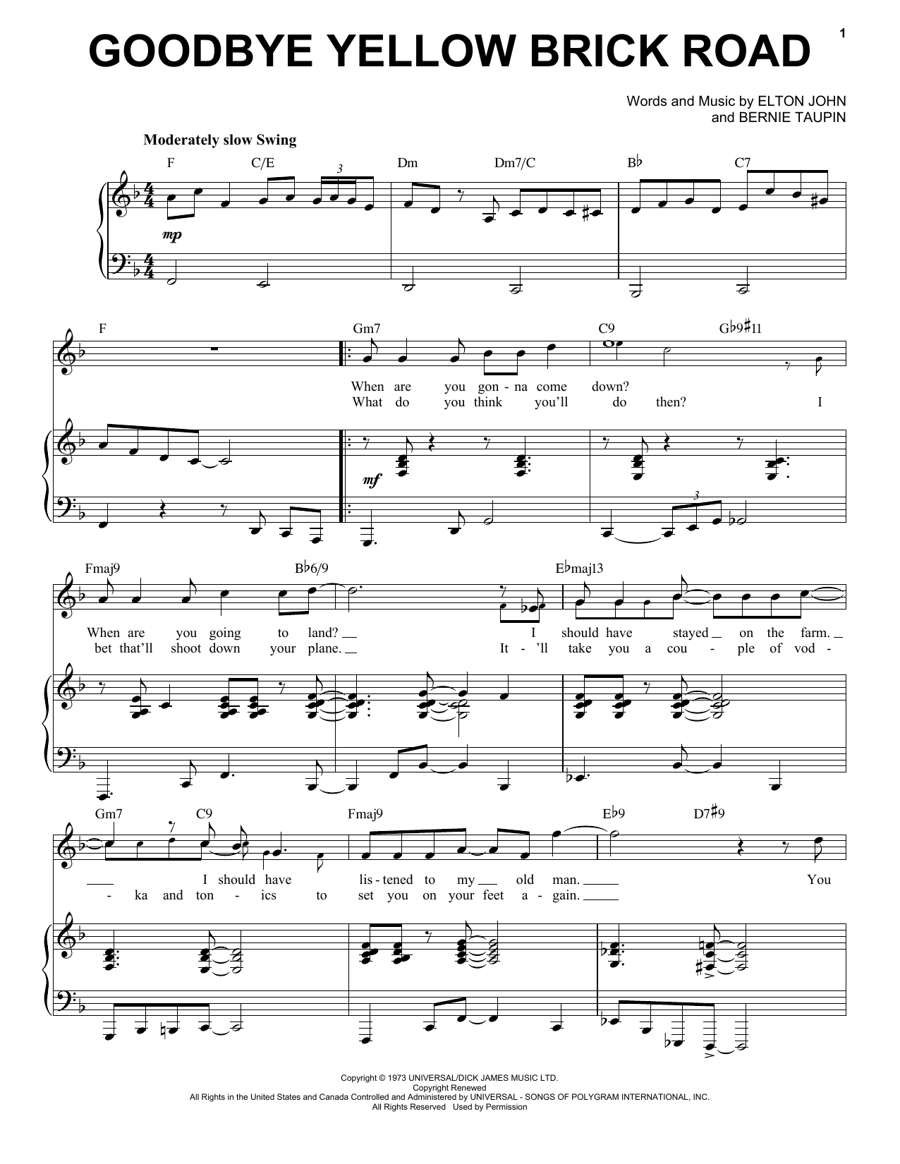 Produktbild zu: Goodbye Yellow Brick Road [Jazz version] (arr. Brent Edstrom)