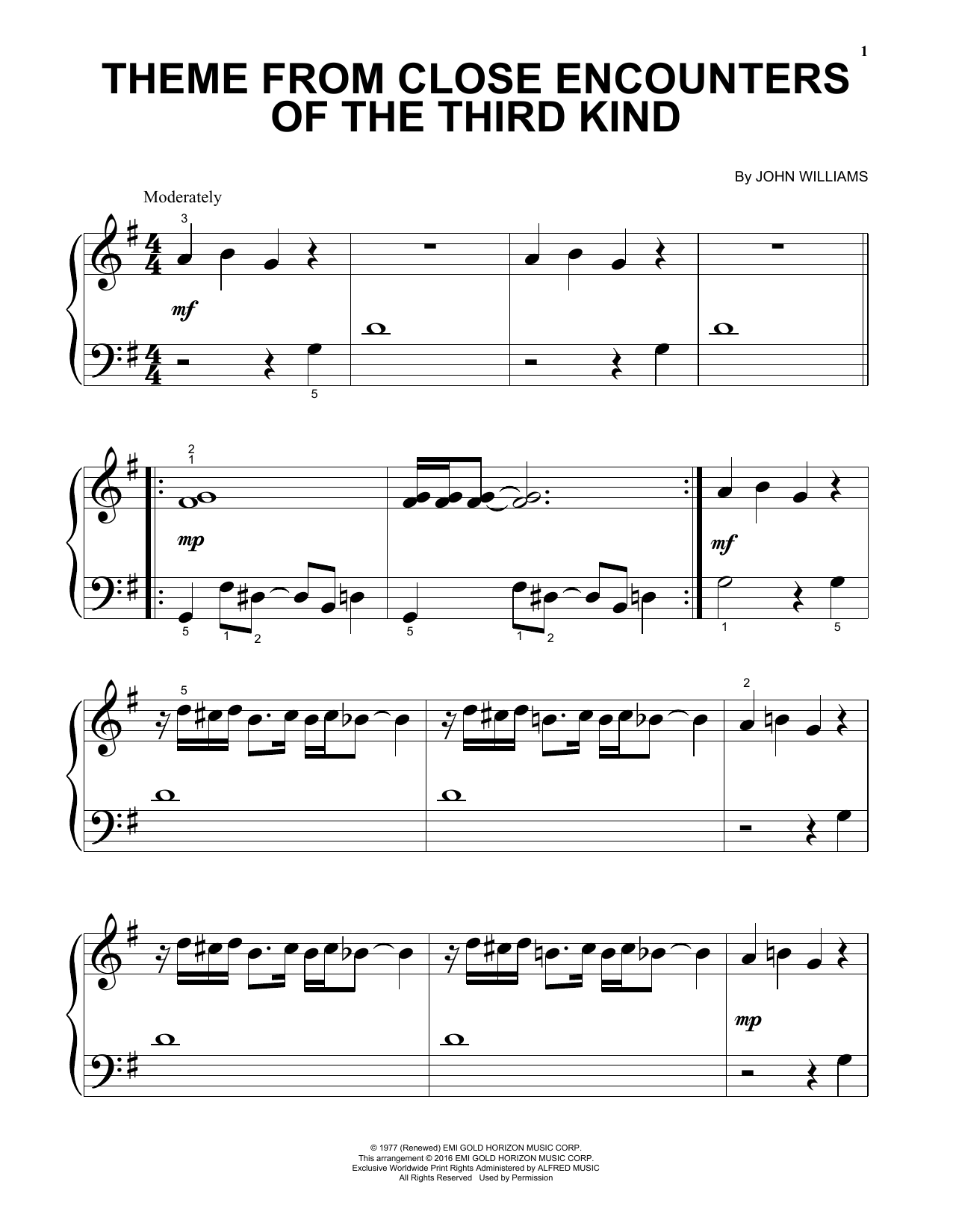 Produktgalerie: Seite 1 von 1 Theme From Close Encounters Of The Third Kind, John Williams, Klavier
