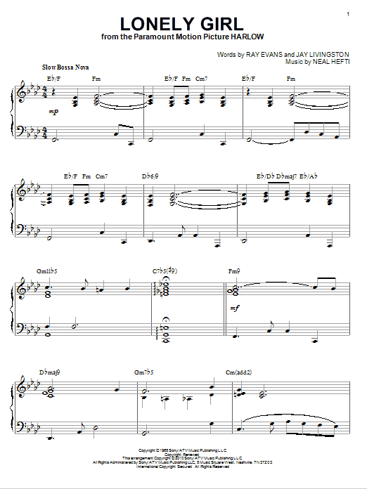 Product gallery: Page 1 of 1 Lonely Girl [Jazz version] (arr. Brent Edstrom), Bill Evans