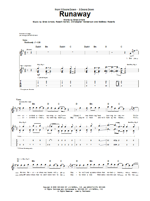 Produktgalerie: Seite 1 von 1 Runaway, 3 Doors Down, Gitarre