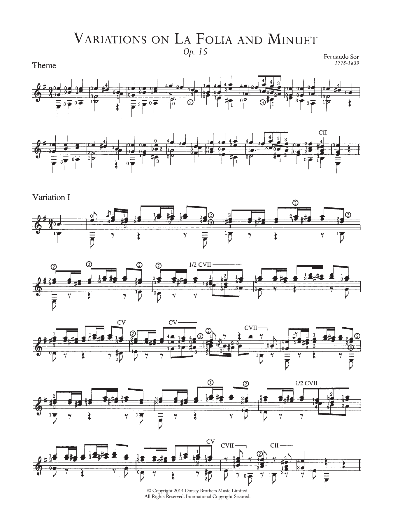 Product gallery: Page 1 of 1 Variations On La Folia And Minuet, Op.15, Fernando Sor