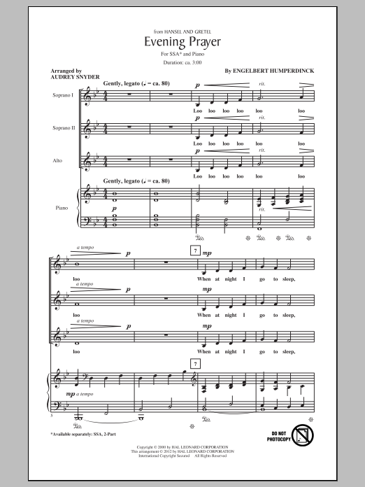 Produktgalerie: Seite 1 von 1 Evening Prayer, Audrey Snyder, Chor
