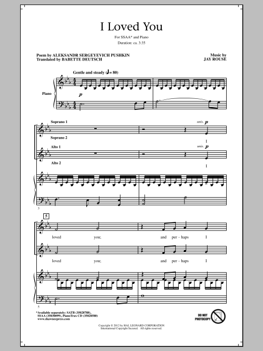 Product gallery: Page 1 of 1 I Loved You, Jay Rouse