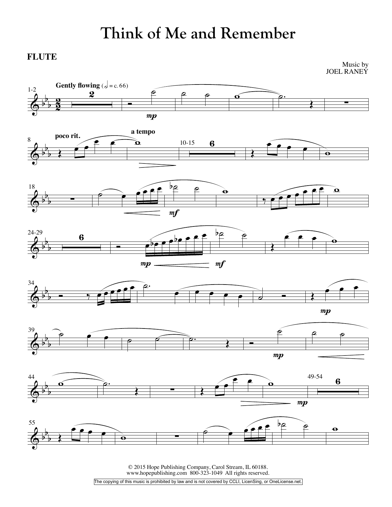 Product picture to: Think Of Me And Remember - Flute