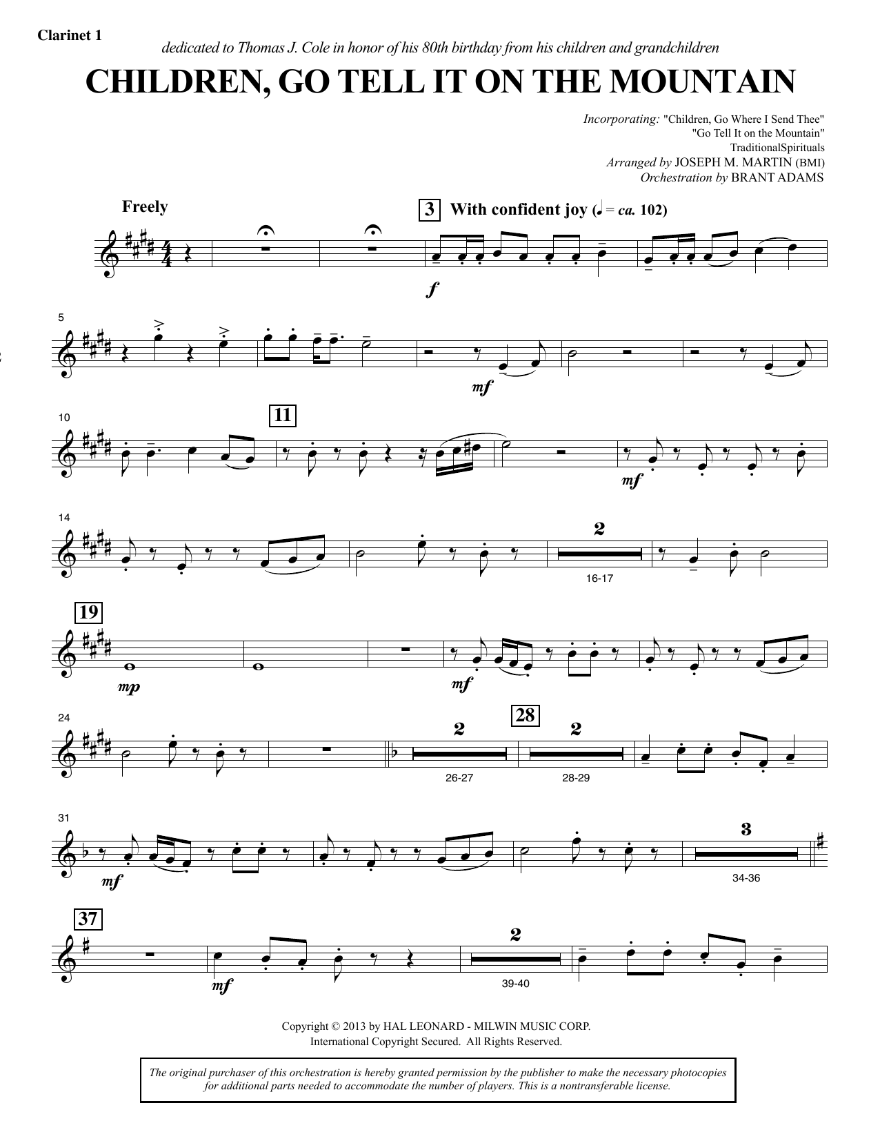 Produktbild zu: Children, Go Tell It on the Mountain - Bb Clarinet 1