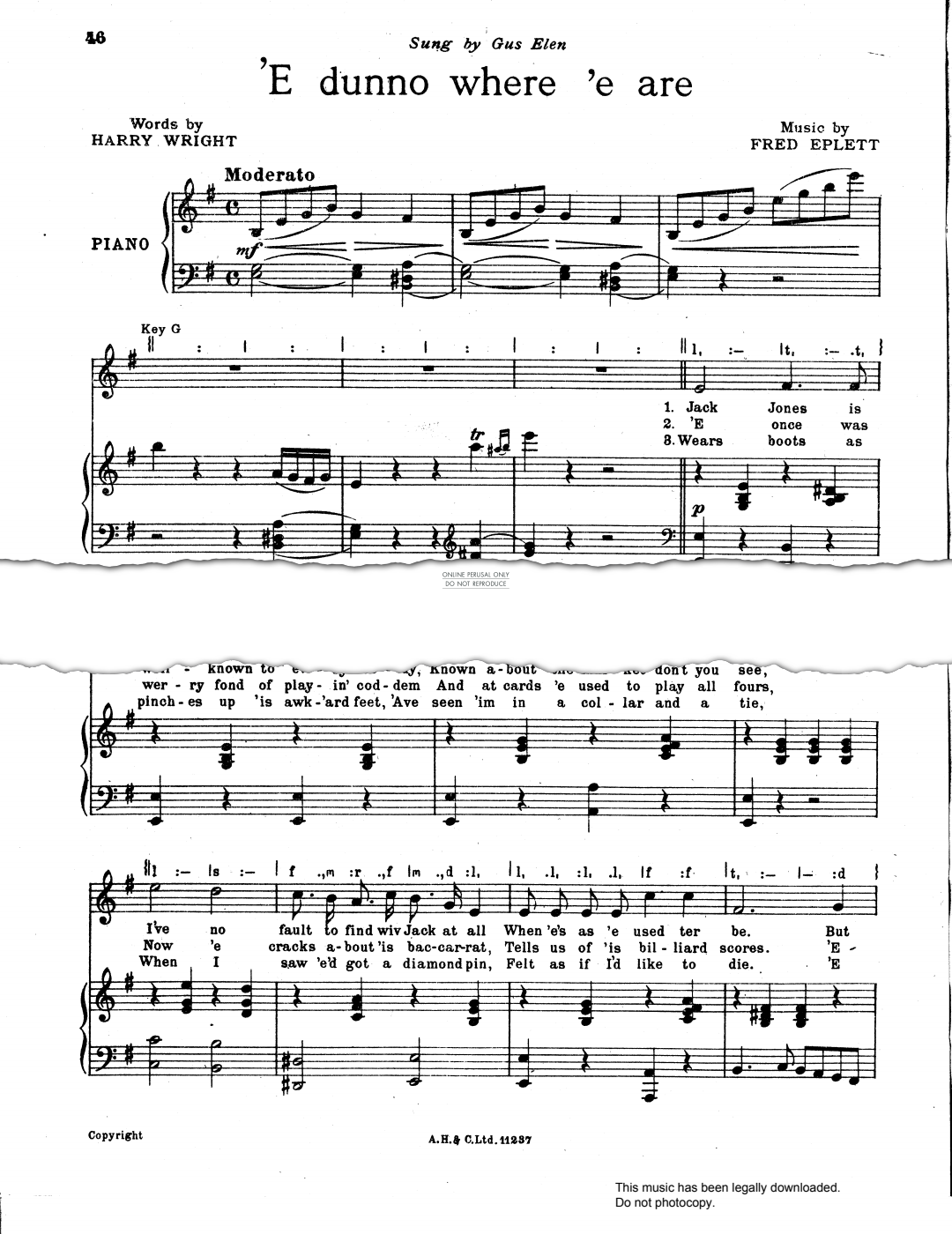 gallery: 'E Dunno Where 'E Are, Gus Elen