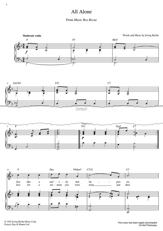 Produktgalerie: Seite 1 von 1 All Alone, Irving Berlin, Gesang, Klavier