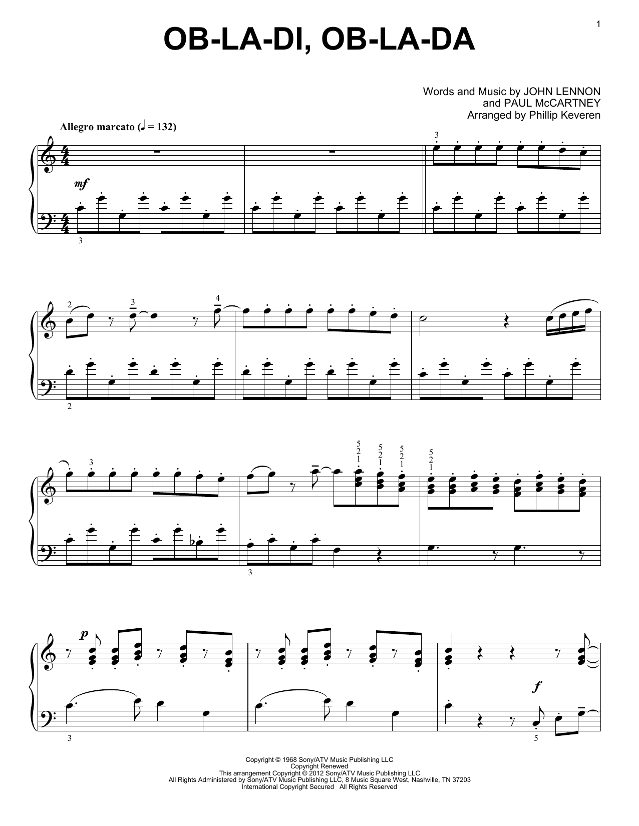 Product gallery: Page 1 of 1 Ob-La-Di, Ob-La-Da [Classical version] (arr. Phillip Keveren), The Beatles