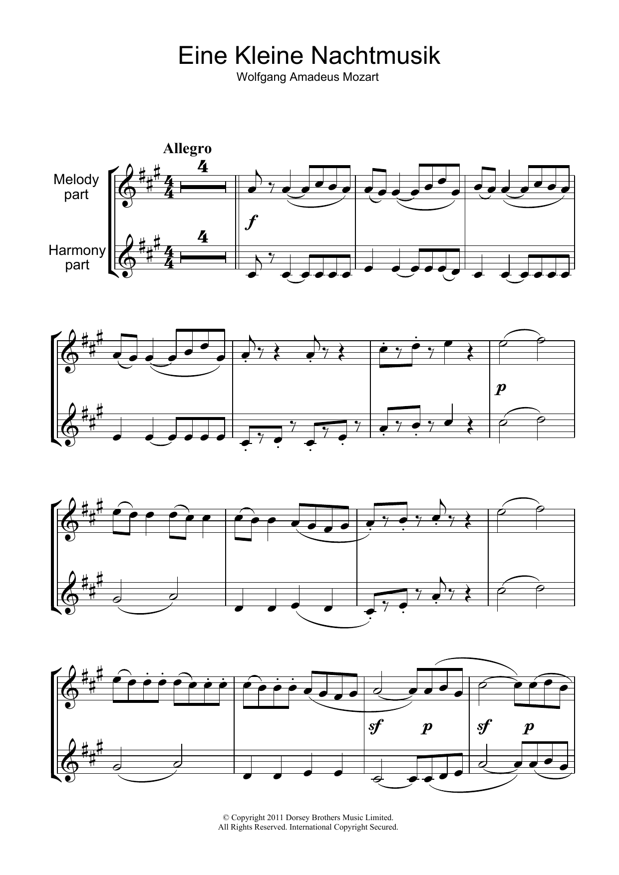 Product gallery: Page 1 of 1 Allegro from Eine Kleine Nachtmusik K525, Wolfgang Amadeus Mozart