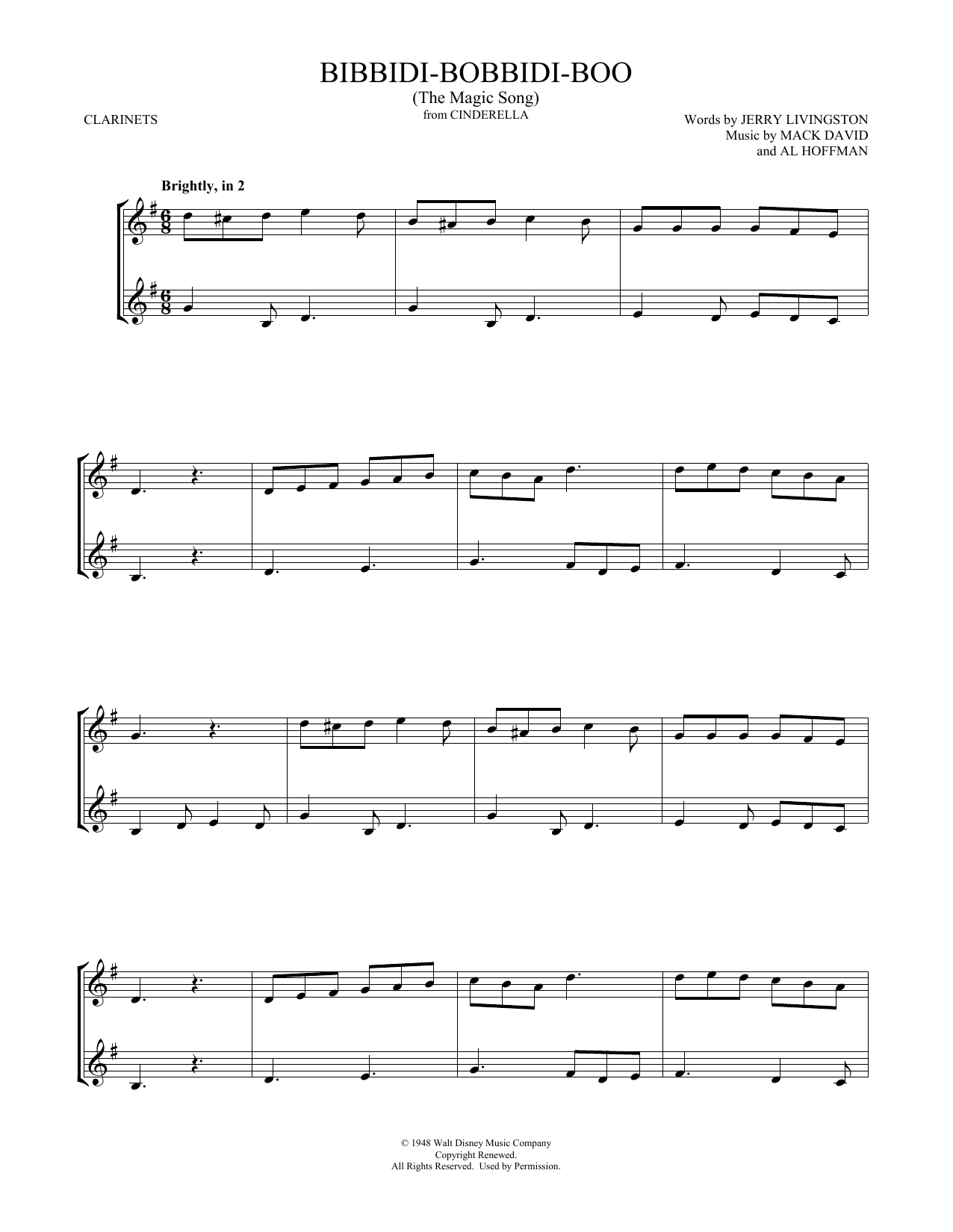 Product gallery: Page 1 of 1 Bibbidi-Bobbidi-Boo (The Magic Song) (from Cinderella) (arr. Mark Phillips), Verna Felton