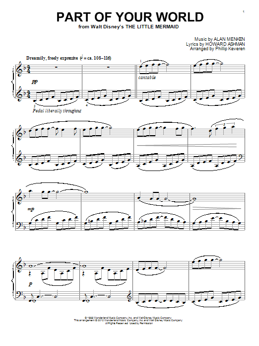 Product gallery: Page 1 of 1 Part Of Your World [Classical version] (from The Little Mermaid) (arr. Phillip Keveren), Alan Menken & Howard Ashman
