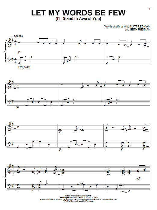 Product gallery: Page 1 of 1 Let My Words Be Few (I'll Stand In Awe Of You), Matt Redman