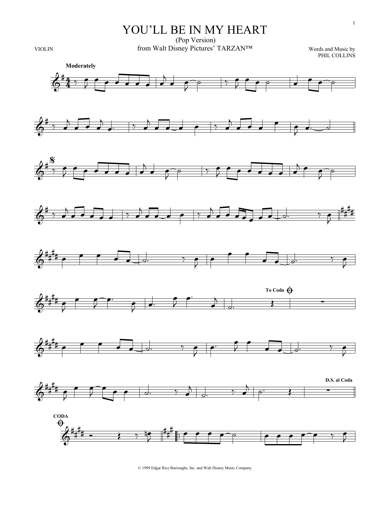 Product gallery: Page 1 of 1 You'll Be In My Heart (Pop Version) (from Tarzan), Phil Collins