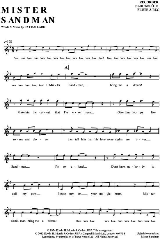 Product gallery: Page 1 of 4 Mister Sandman , Chordettes, The, (recorder)