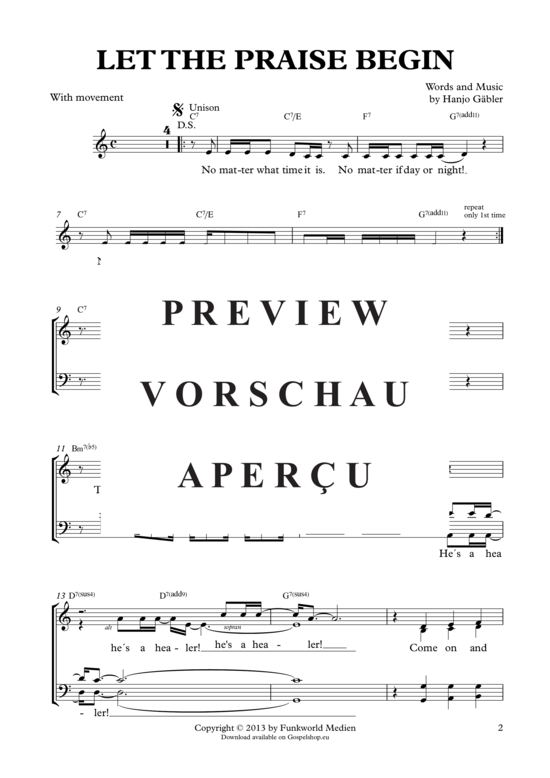 gallery: Let the praise begin , Gäbler, Hanjo, (Gemischter Chor)