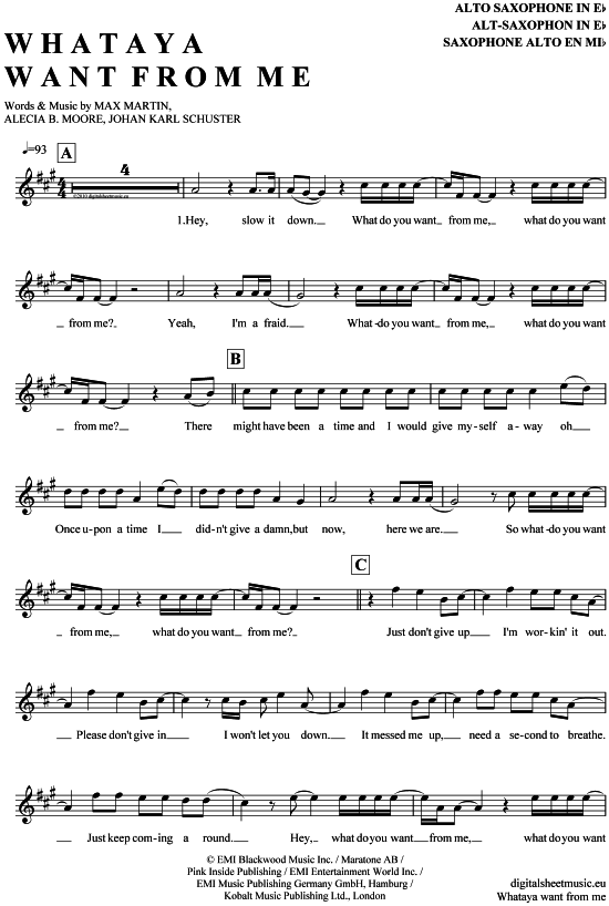 Product gallery: Page 1 of 4 Whataya want from me , Lambert, Adam, Alto Saxophone