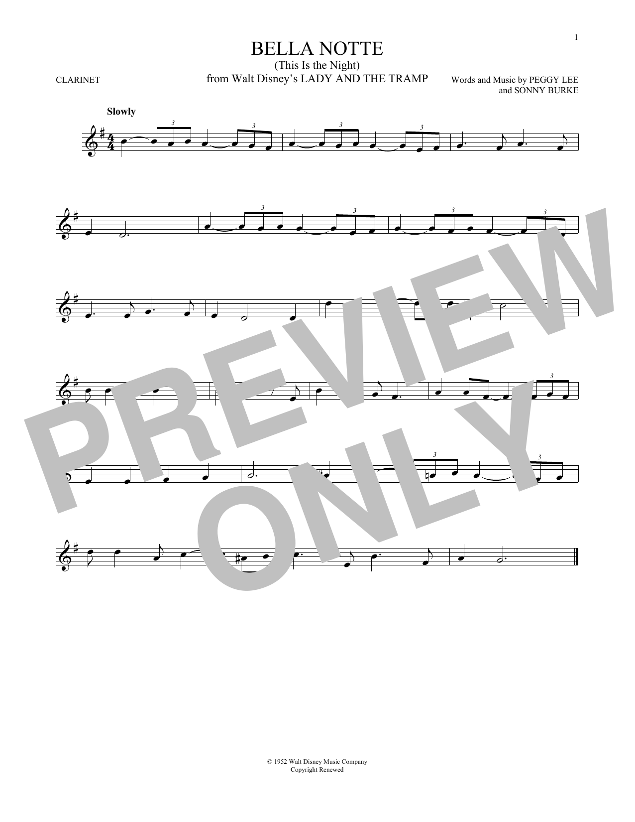 Product gallery: Page 1 of 1 Bella Notte (This Is The Night) (from Lady And The Tramp), Peggy Lee