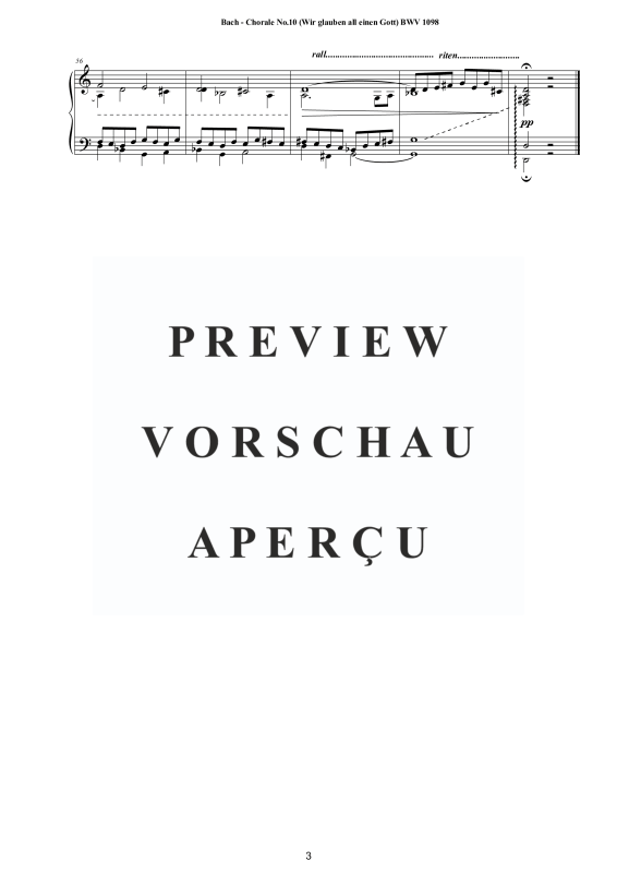 Product gallery: Page 4 of 4 Choral No.10 in D-Moll (Wir glauben all einen Gott) BWV 1098, , Solo Piano